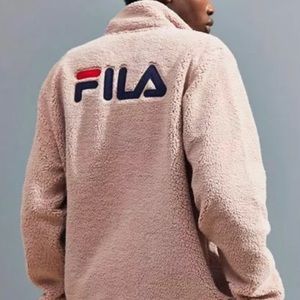 FILA pink fuzzy zip up jacket